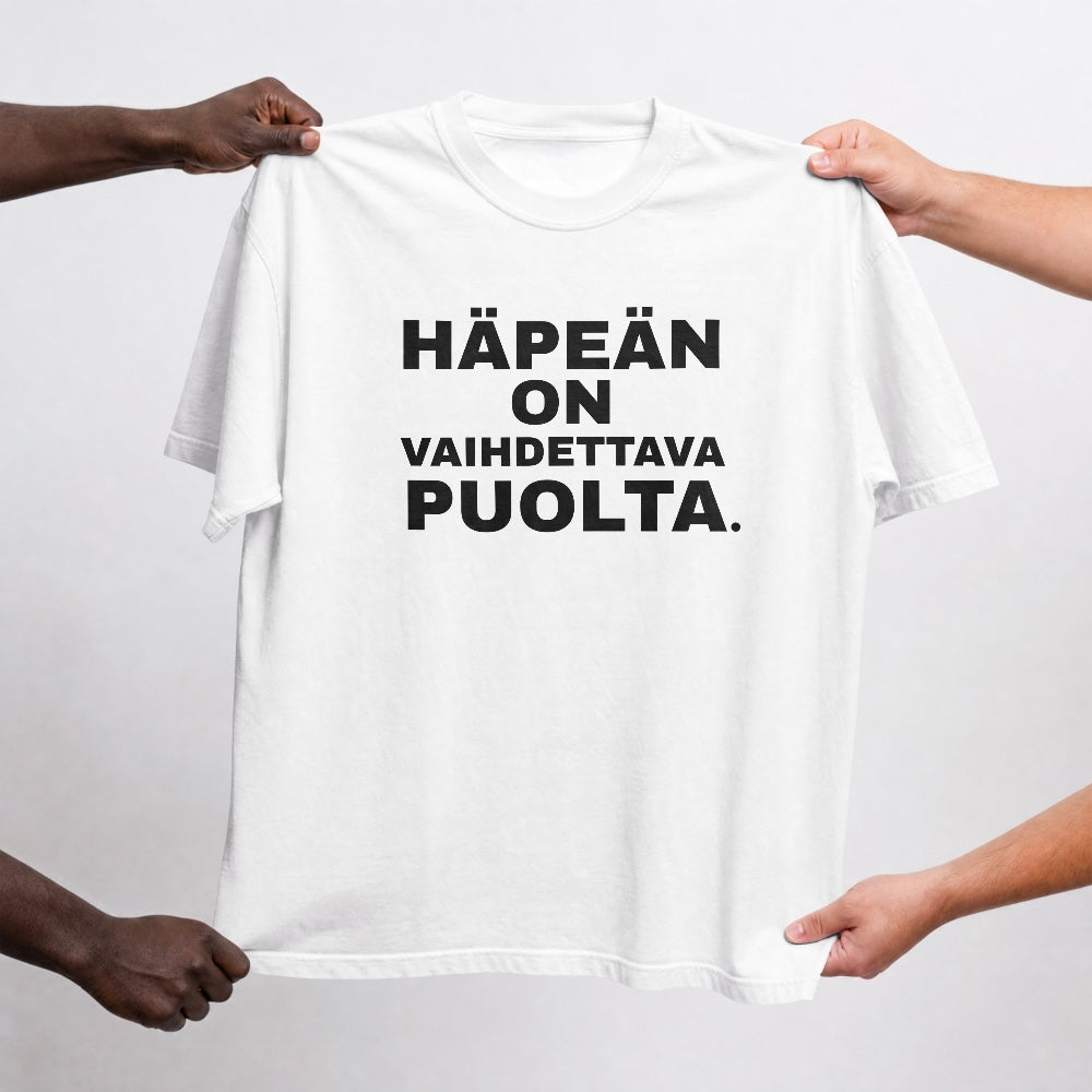Häpeän on vaihdettava puolta.