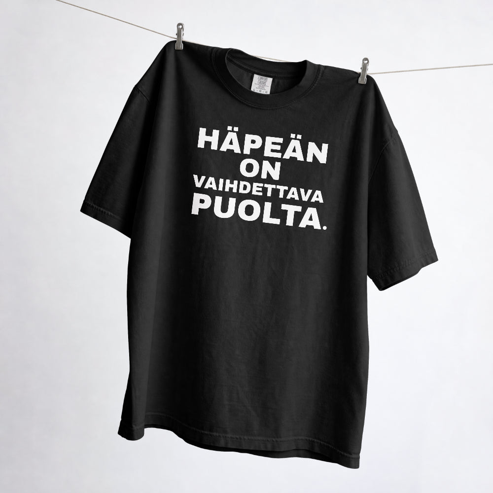 Häpeän on vaihdettava puolta.